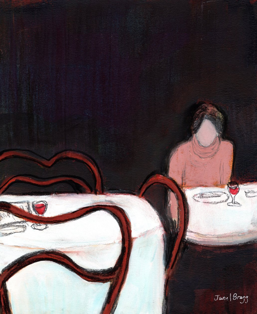 Cafe Sabarsky Solo Diner, n. 2024 (sekatekniikka paperille) tekijältä Janel Bragg