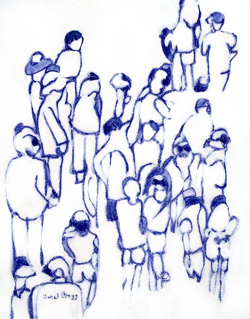 Crowd in Blue, n. 2024 (sekatekniikka paperille). tekijältä Janel Bragg