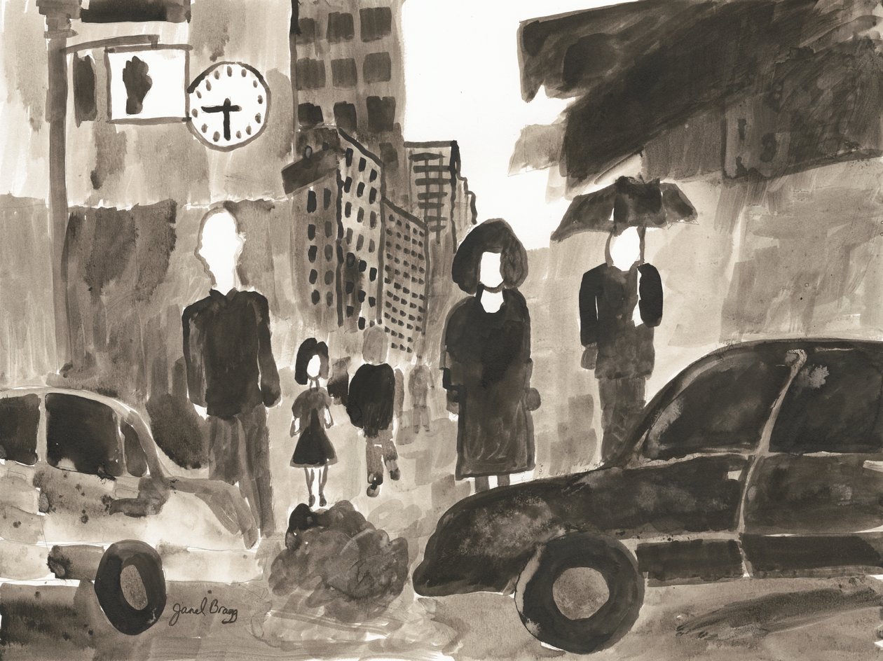 Manhattan Abstract I, noin 2014 (tussi paperille) tekijältä Janel Bragg