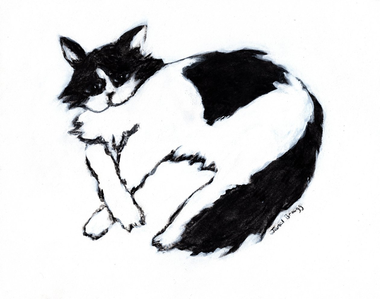 Thomas Lounging II, n. 2019 (sekatekniikka paperille) tekijältä Janel Bragg
