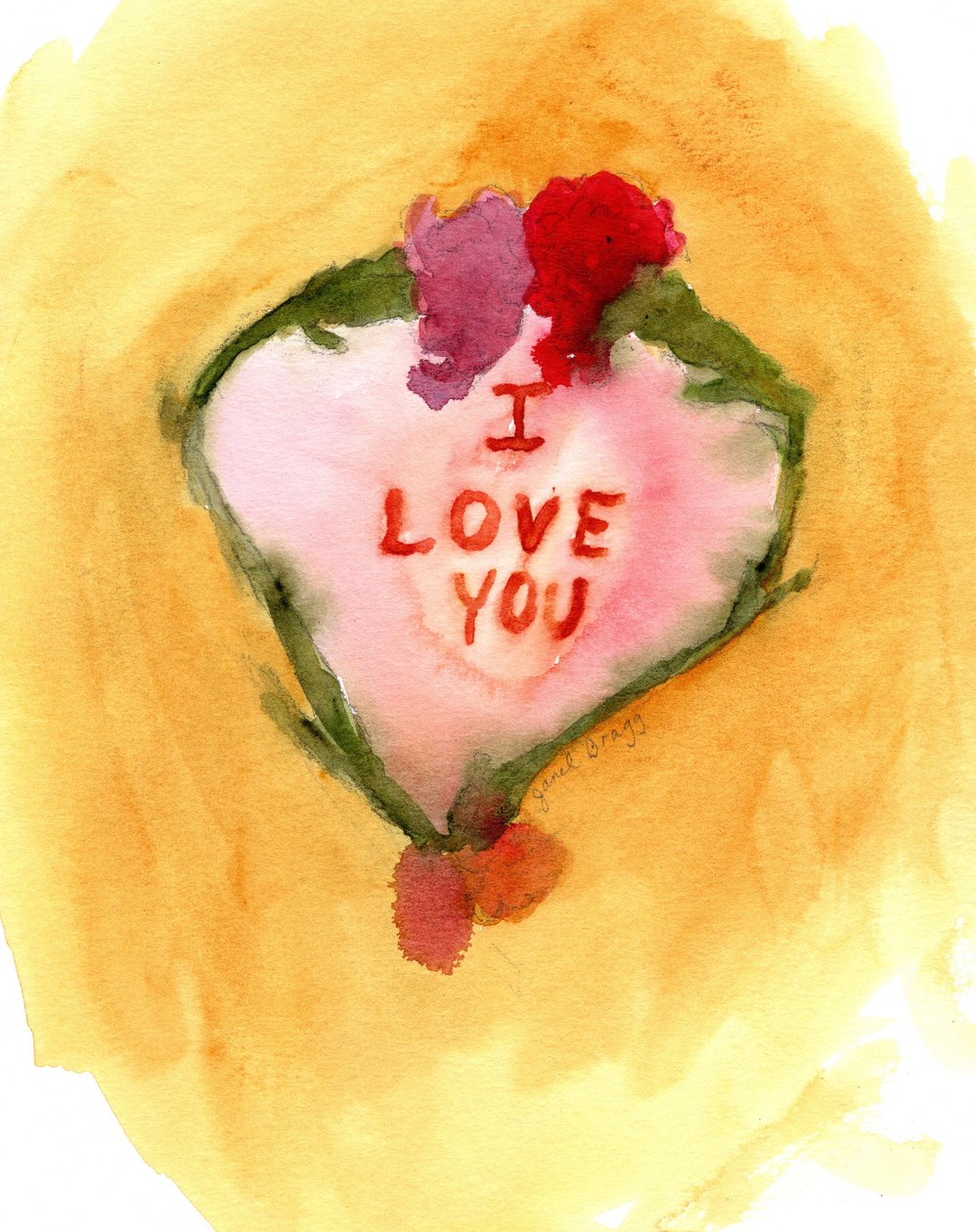 Valentine II, n.2019 (akvarelli paperille) tekijältä Janel Bragg