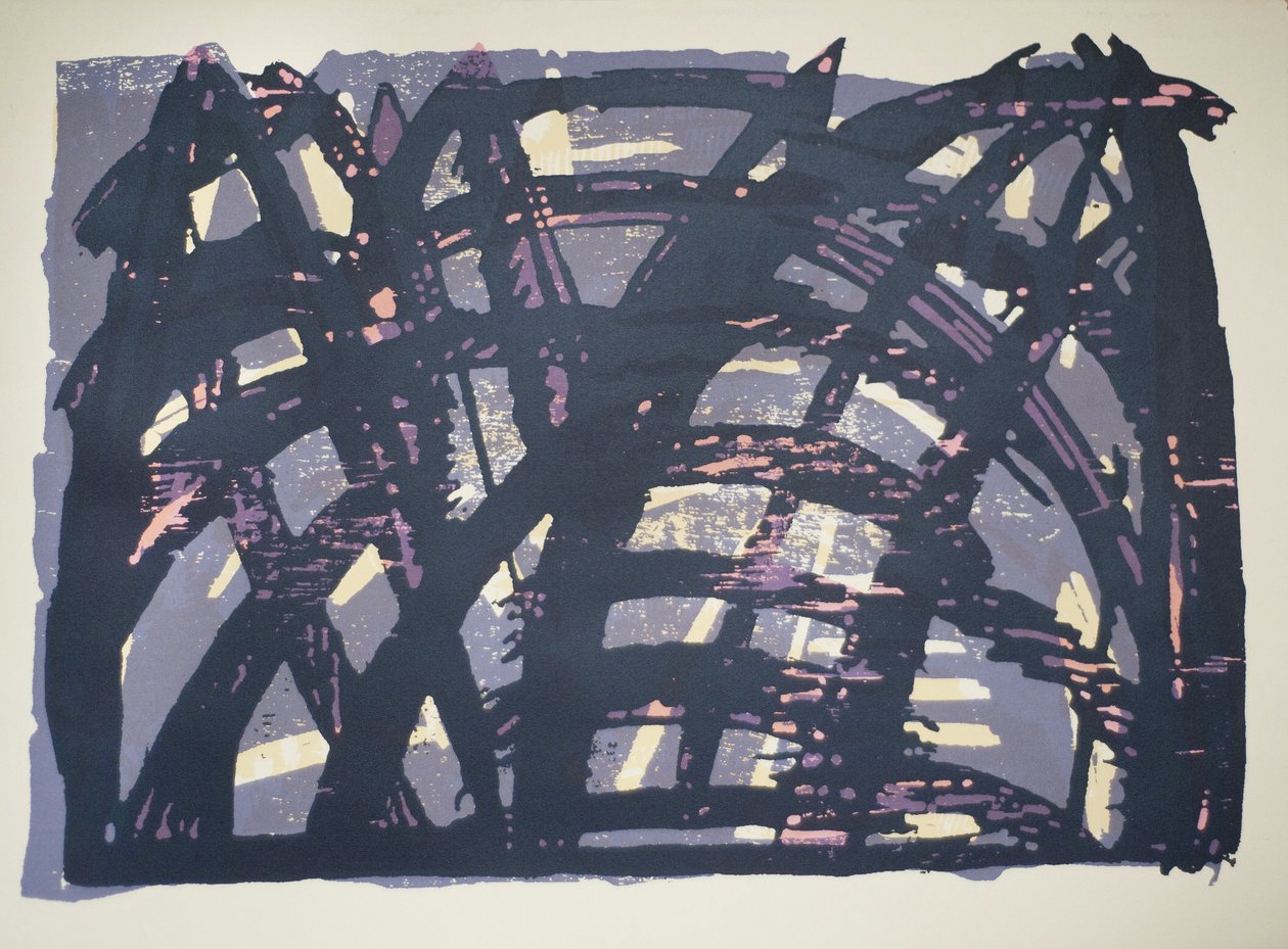 Head On (ii), 2014 (moottorisaha puupiirros ja silkkipaino) tekijältä Janet McKenzie