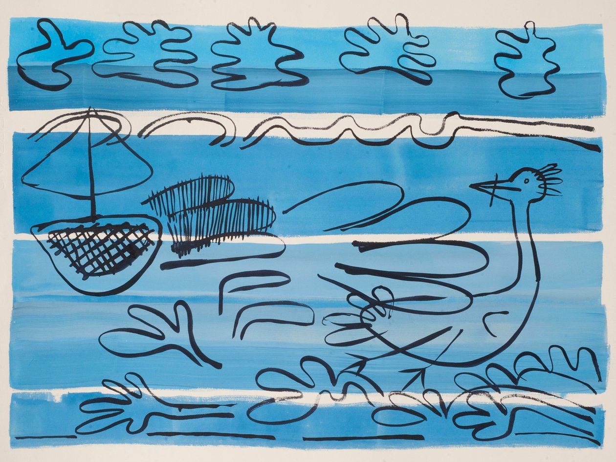 Sailing West Coast, 2015 (akvarelli ja tussi) tekijältä Janet McKenzie