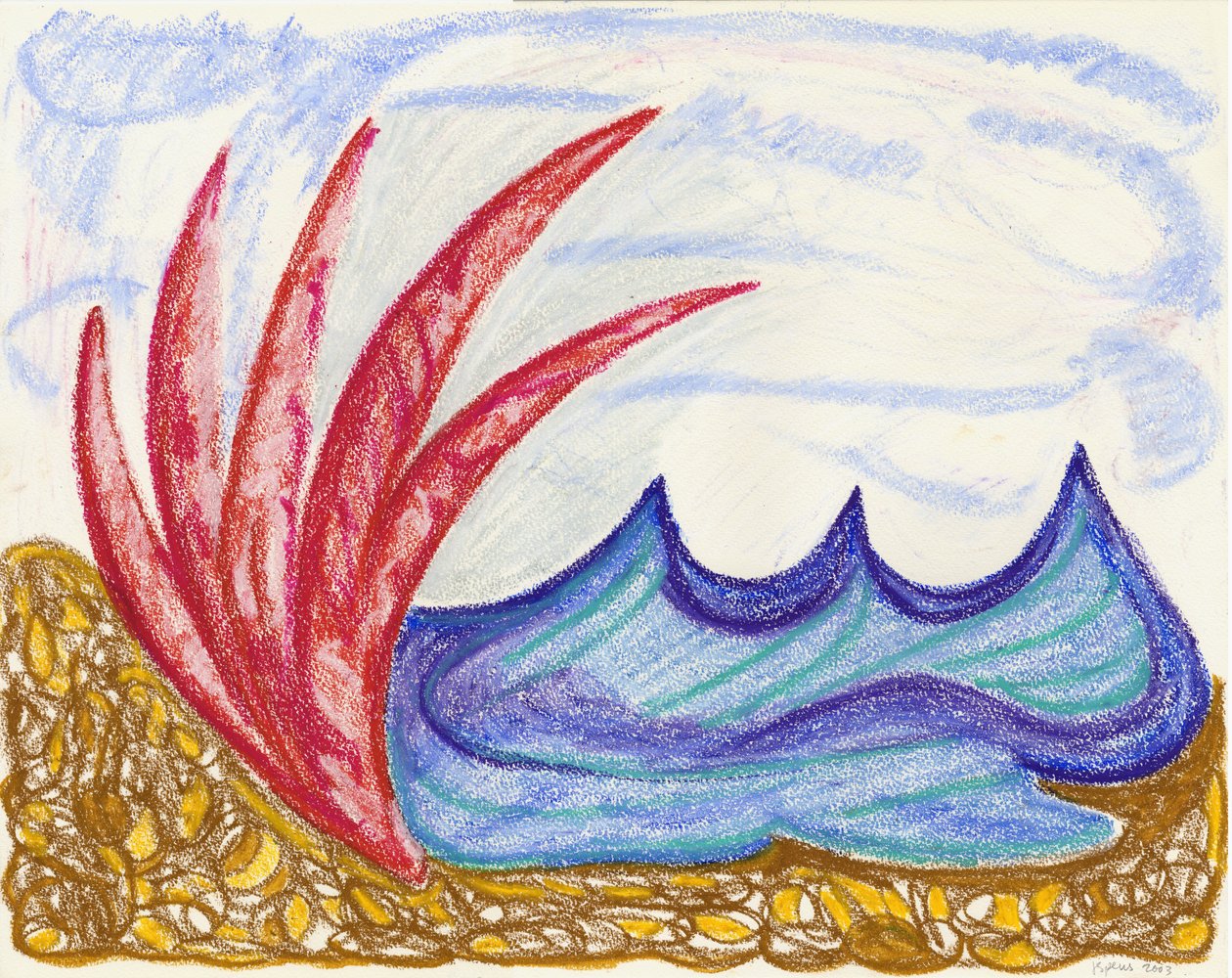 Wormiston Sea view, 2003 (öljypastelli) tekijältä Janet McKenzie