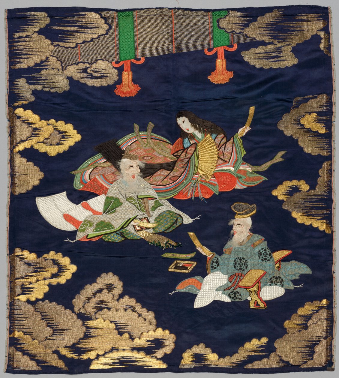 Brodeerattu Fukusa tekijältä Japan, late 19th early 20th century