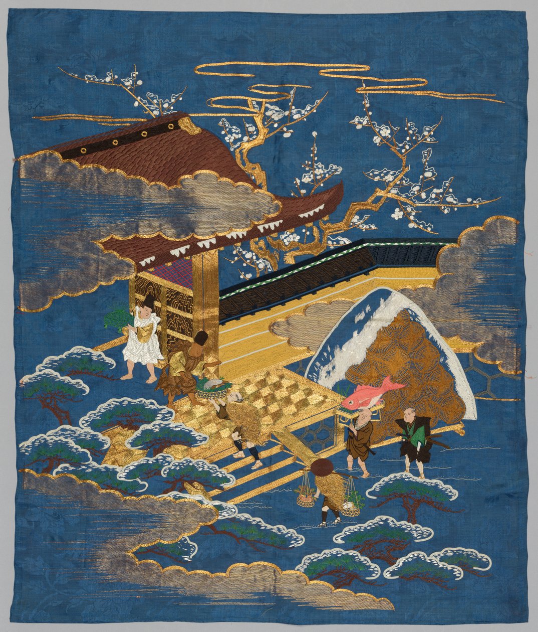 Brodeerattu Fukusa tekijältä Japan, late 19th early 20th century