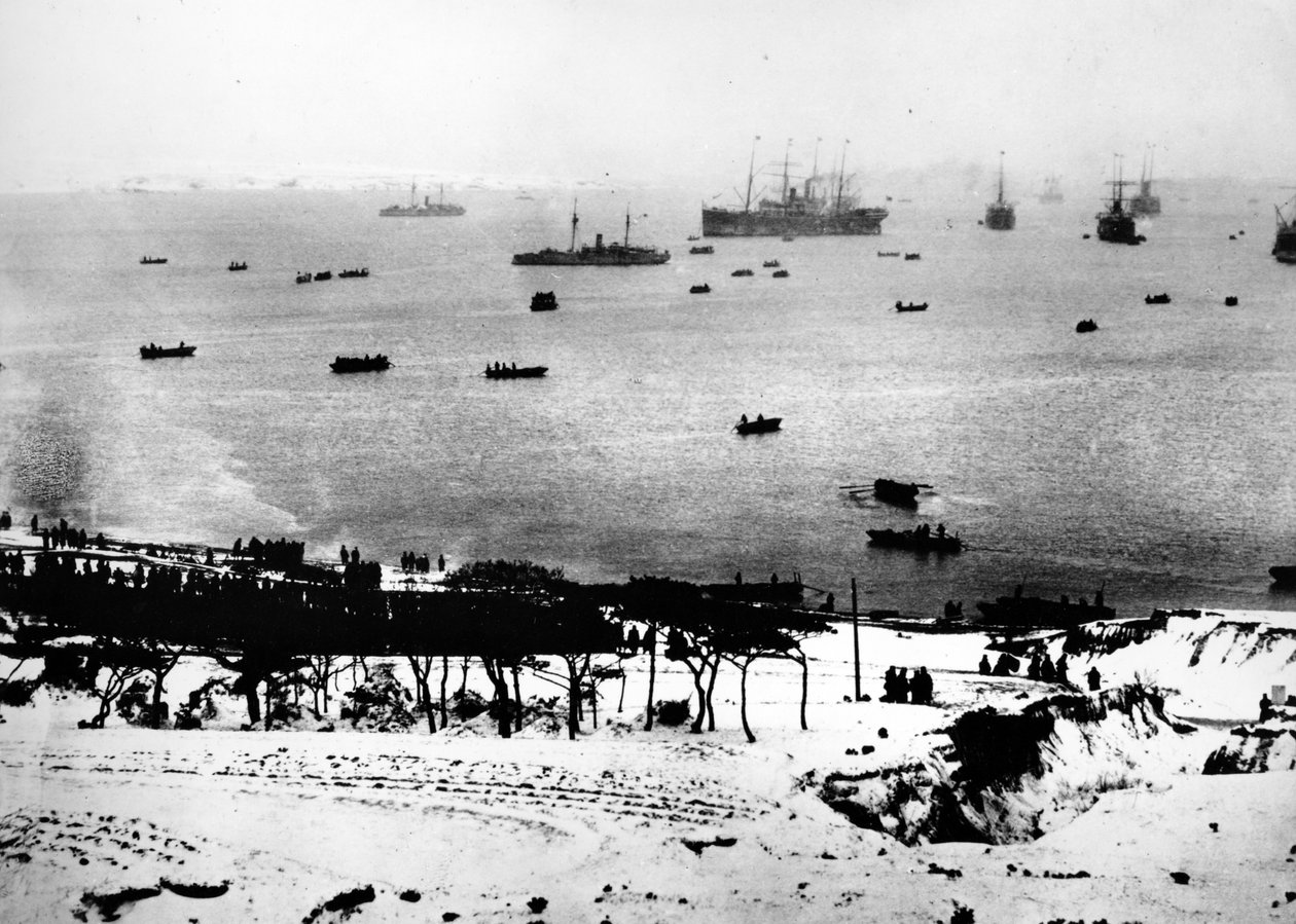 Japanilaiset joukot laskeutuivat Rongchengiin 20. tammikuuta 1895 tekijältä Japanese Photographer