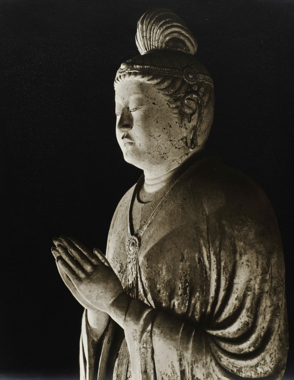 Maalattu Gakko Bosatsun savipatsas 800-luvulta, Nara-kausi, 1950 tekijältä Japanese Photographer