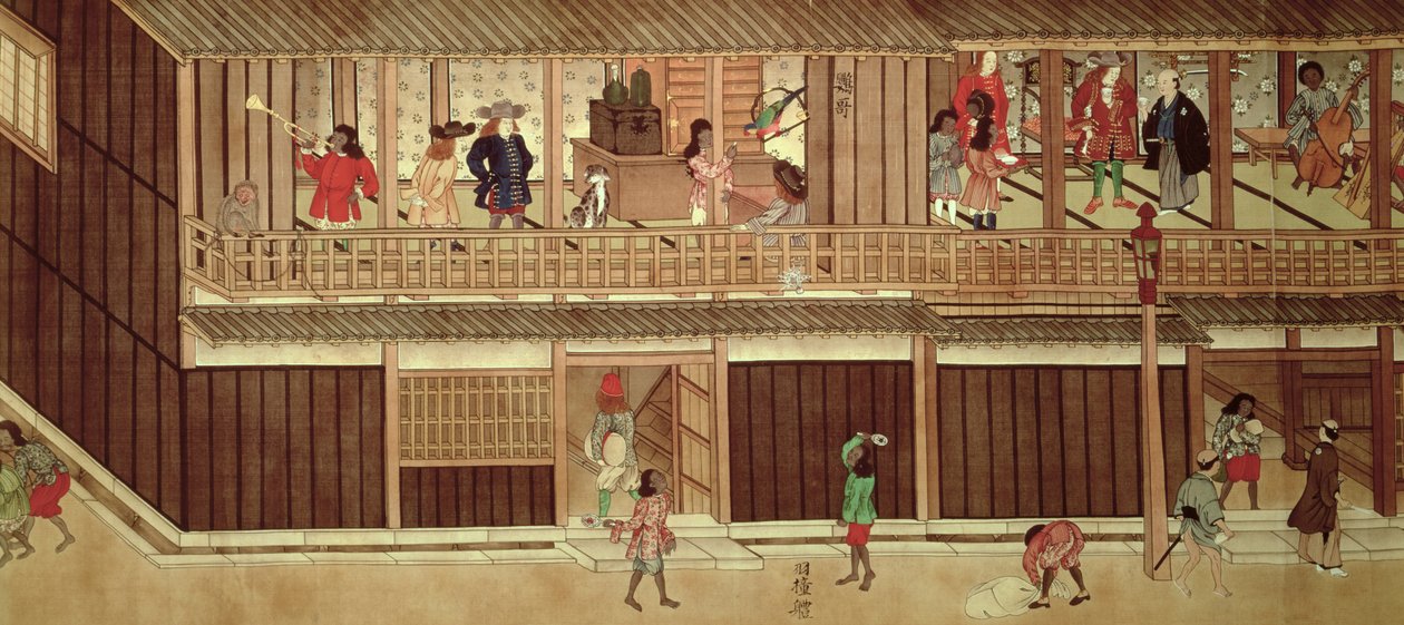 Isang domestic scene, kaliwang bahagi ng isang scroll (tingnan ang 22591-2)finn tekijältä Japanese School