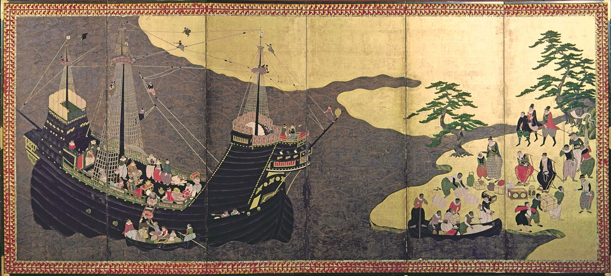 Portugalilaisten saapuminen Japaniin vuonna 1640 tekijältä Japanese School