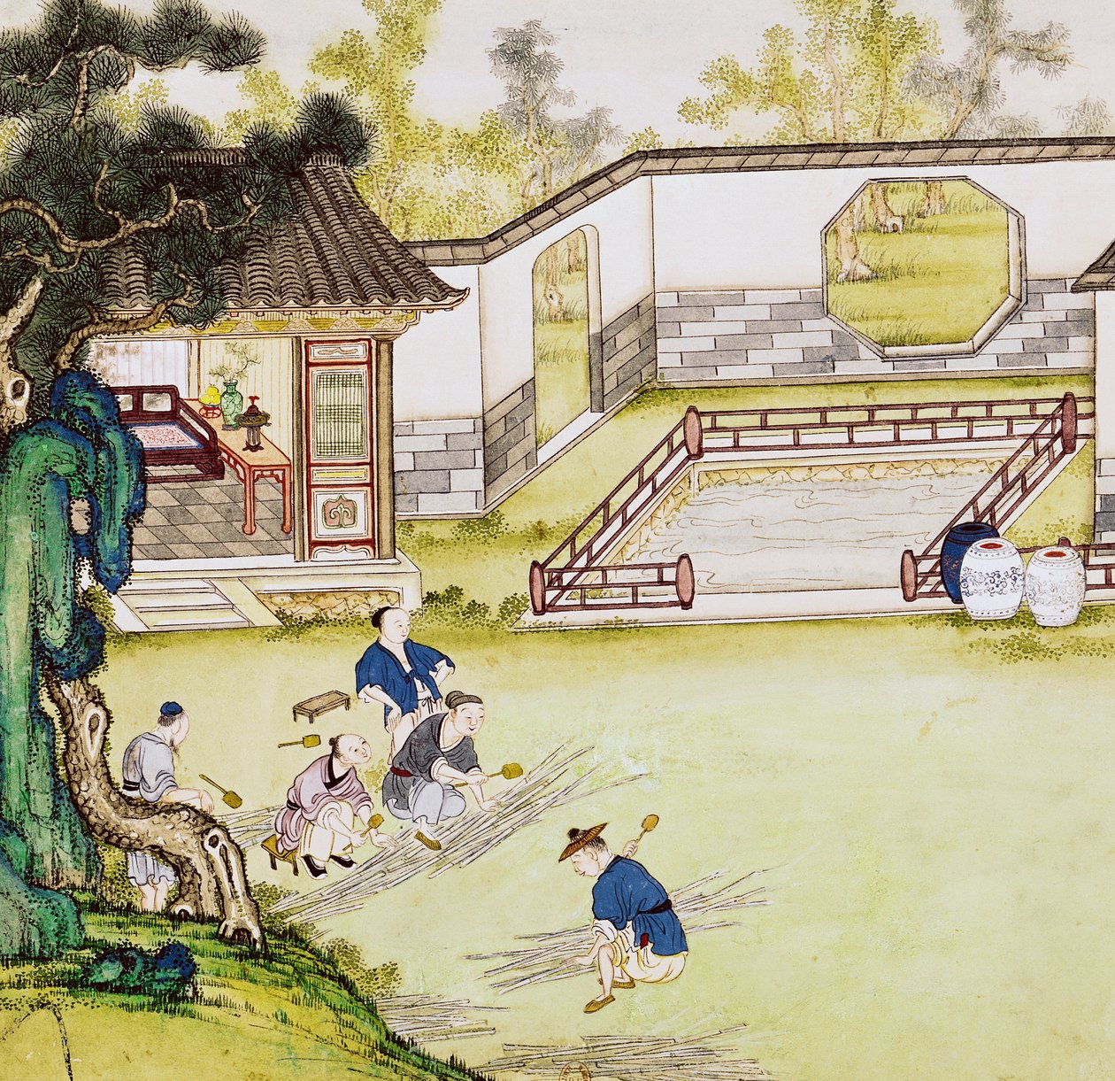 Bambujen kerääminen paperin valmistamiseksi tekijältä Japanese School