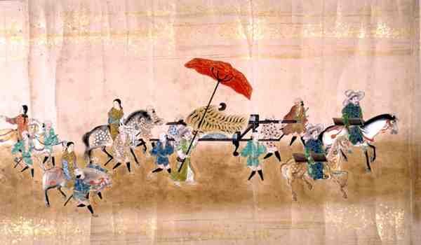 Osa Korean kuudetta Japanin-suurlähetystöä Tokugawa Ietsuna-perinnön aikaan vuonna 1651, mahdollisesti Kano Masanobu (1625-94) 1655-57 (käärömaalaus) (katso myös 120820) tekijältä Japanese School