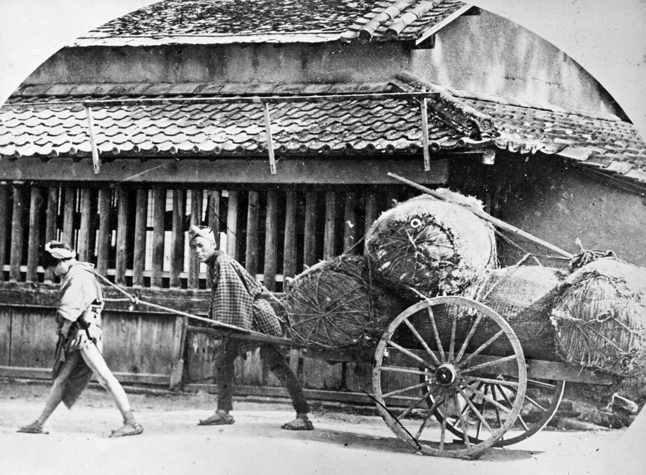 Käsin piirretty kärry, Japani, noin 1860-luku tekijältä Japanese Photographer