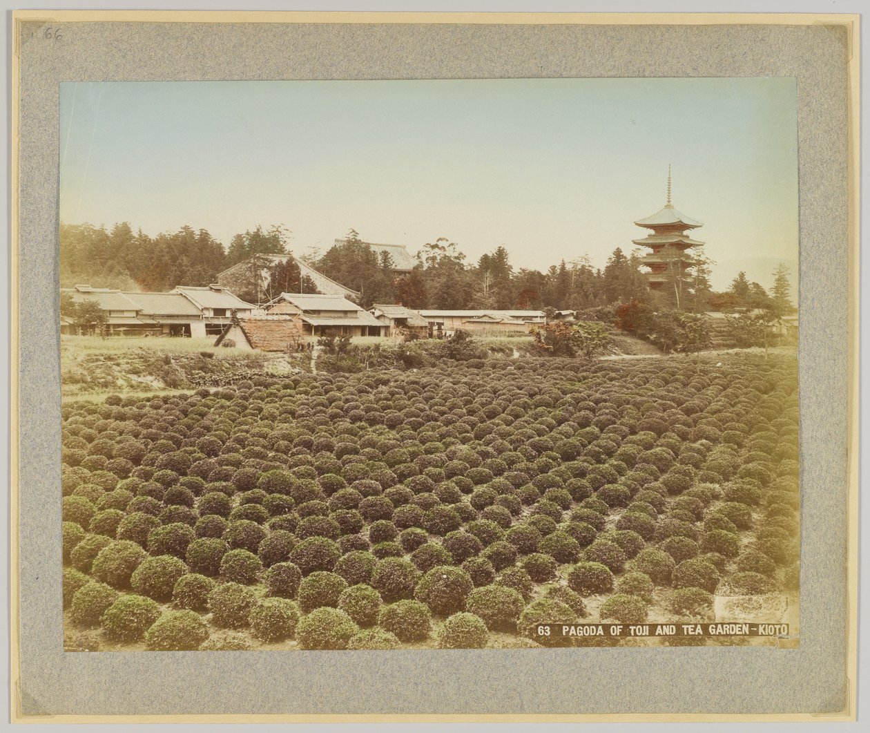 Tojin pagodi ja teepuutarha, Kioto, Japani (käsinvärinen mustavalkokuva) tekijältä Japanese Photographer