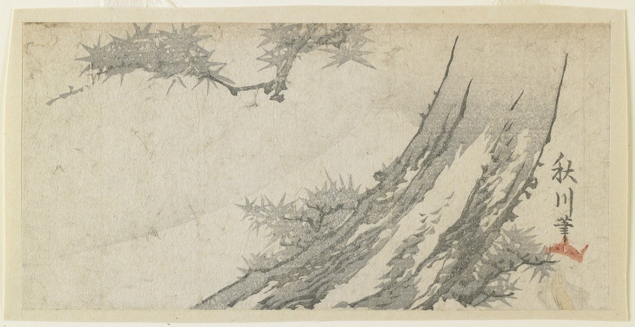 (Vahterapuu ja Fuji-vuori), 1860-70-luvut tekijältä Japanese School