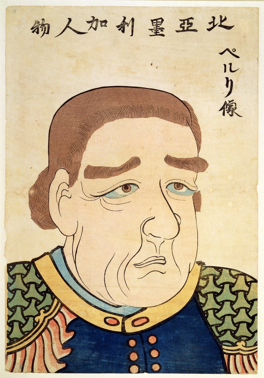 Pohjoisamerikkalaisen Perryn muotokuva (värilitografia). tekijältä Japanese School