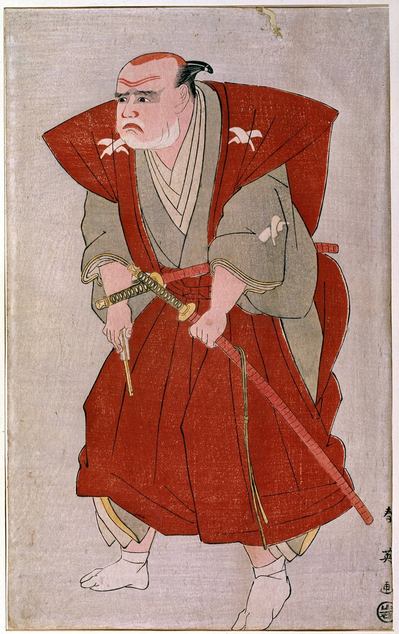Teatterinäyttelijä japanilainen vedos 1800-luvulta. Pariisi, Guimetin museo, Aasian taiteen museo tekijältä Japanese School