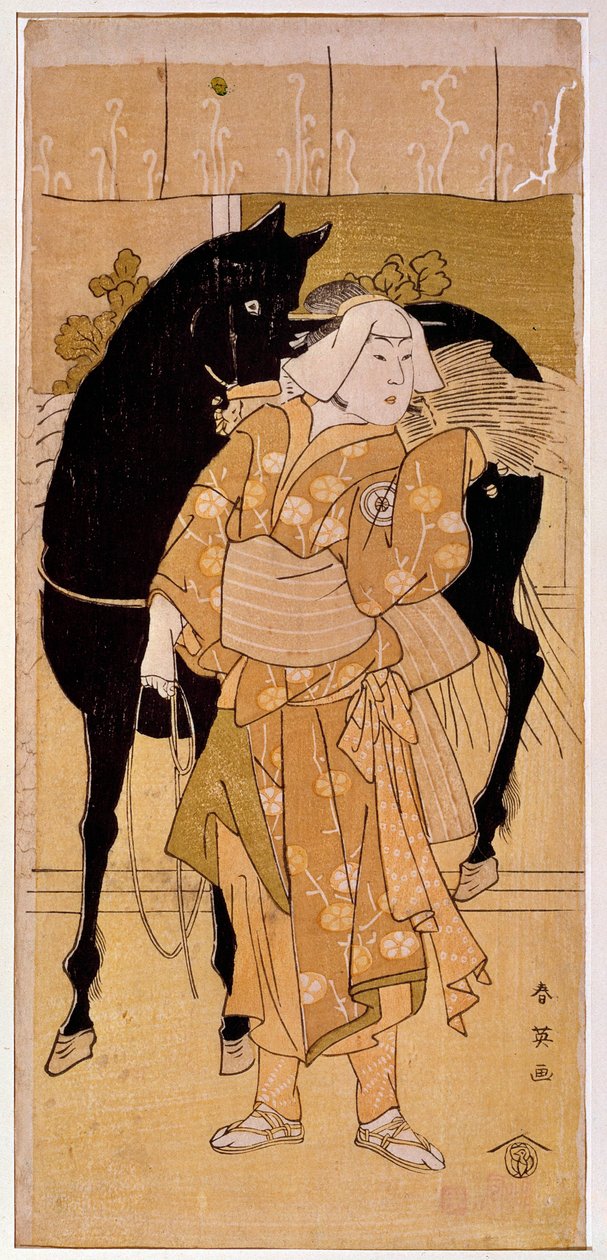 Näyttelijä, joka esittää talonpojan ja hänen hevosensa japanilaista vedosta 1800-luvulta. Pariisi, Guimetin museo, Aasian taiteen kansallinen museo tekijältä Japanese School