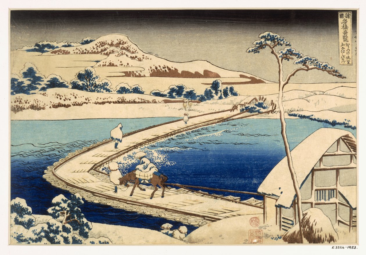 Venesilta Sawassa, 1830, Hokusai Katsushika (1760-1849) (käsinvärinen puupalikkaprintti) tekijältä Japanese School