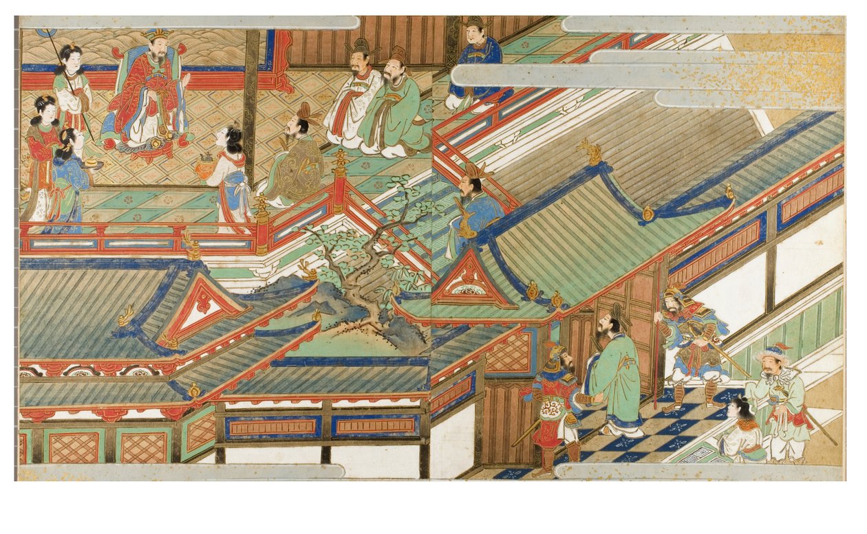 Kiinalainen tuomioistuinkohtaus Yamato-e-tyyliin tekijältä Japanese School