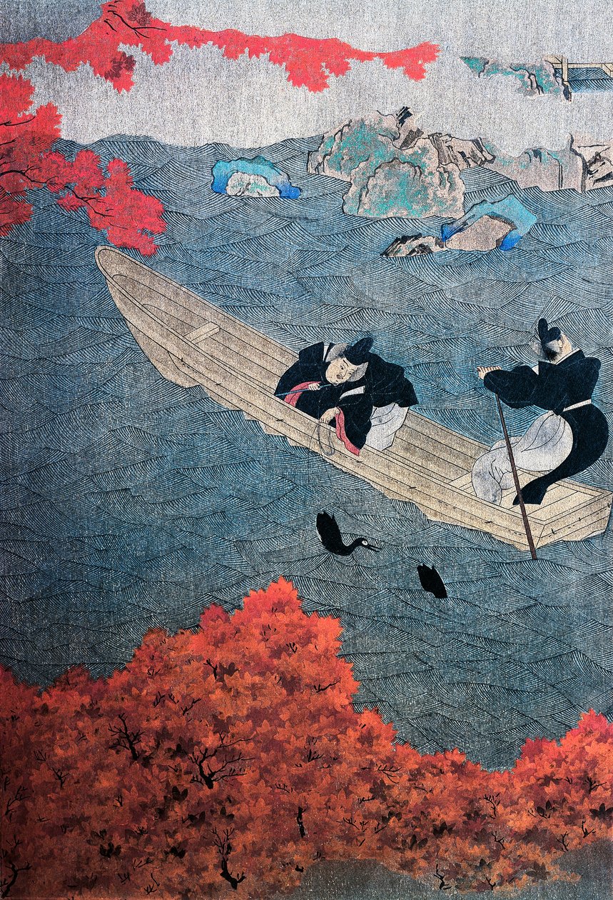Kalastus, Yukihide, Tosa-koulu, silkkimaalaus, Japani tekijältä Japanese School