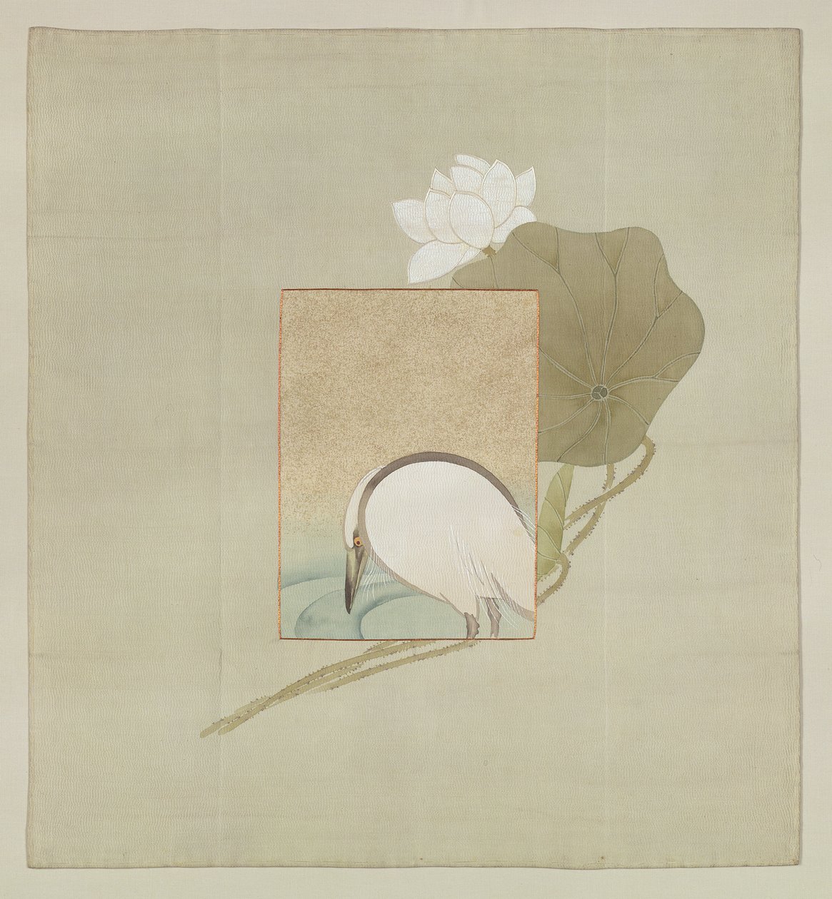 Capa de Presente, Período Meiji (1868-1912) (seda pintada com fios bordados) finlandês tekijältä Japanese School