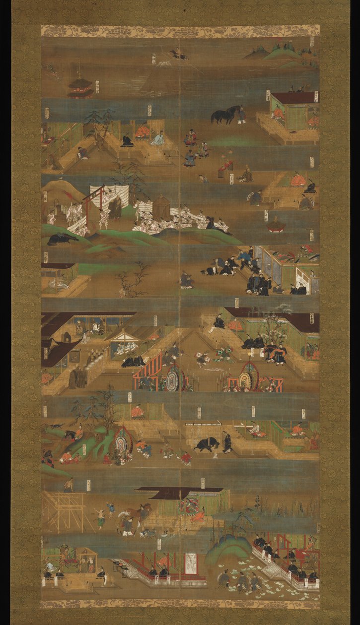 Prinssi Sh?tokun kuvitettu elämäkerta, riippuva kirjakäärö, Kamakura-kausi (1185–1333) (mustetta, väriä ja kultaa silkillä) tekijältä Japanese School