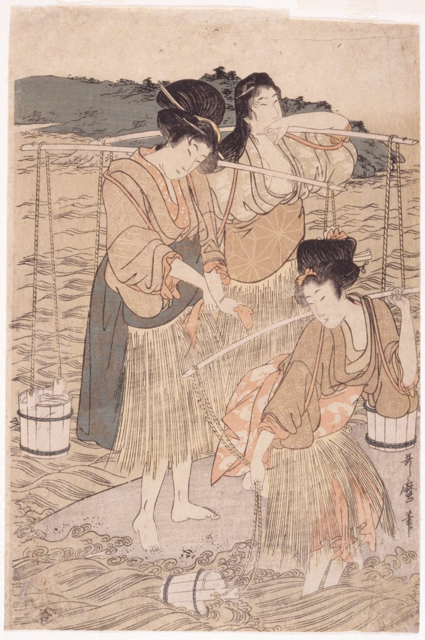 Japanilaiset naiset (värillinen puupalikka) tekijältä Japanese School