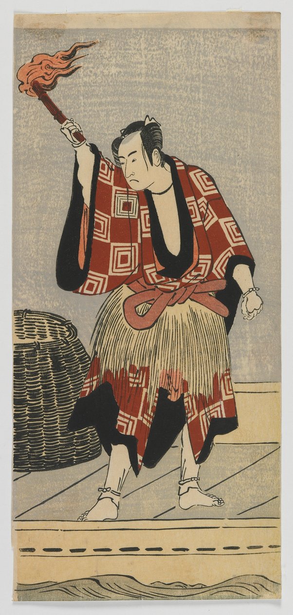 Kabuki-näyttelijä Ichikawa Monnosuke II kalastajana, Edo-kausi, 1780-luvun loppu tai 1790-luvun alku (värillinen puupalikkaprintti) tekijältä Japanese School