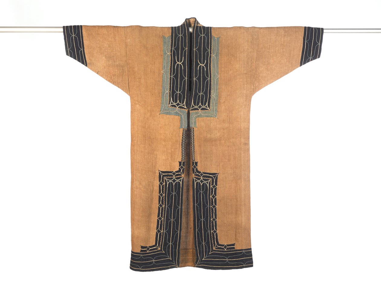 Miesten viitta, 1800-luvun loppu - 1900-luvun alku (jalavankuori puuvillaapplikaatiolla ja silkkikirjonta) tekijältä Japanese School