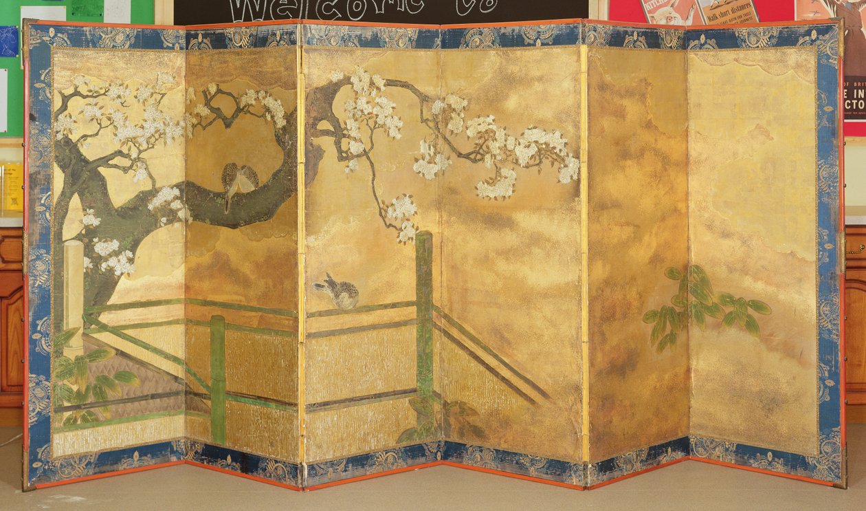 Yksi maalatuista näytöistä, japanilainen, 1600-luvun loppu tai 1700-luvun alku (katso pari numerosta 144895) tekijältä Japanese School