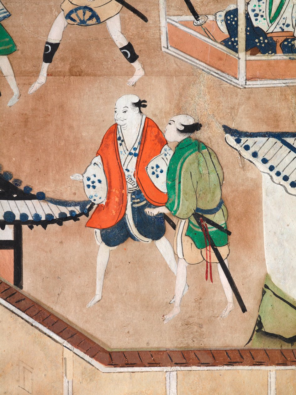 Osakazu Byobu - Japanilainen kahdeksanruutuinen taittuvanäyttö (maalaus) tekijältä Japanese School