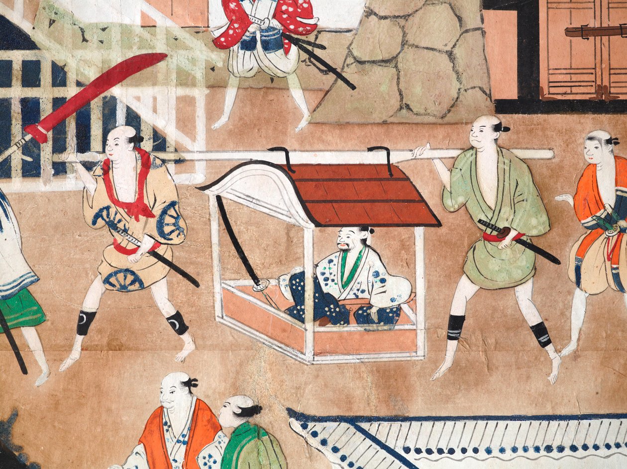 Osakazu Byobu - Japanilainen kahdeksanruutuinen taittuvanäyttö (maalaus) tekijältä Japanese School