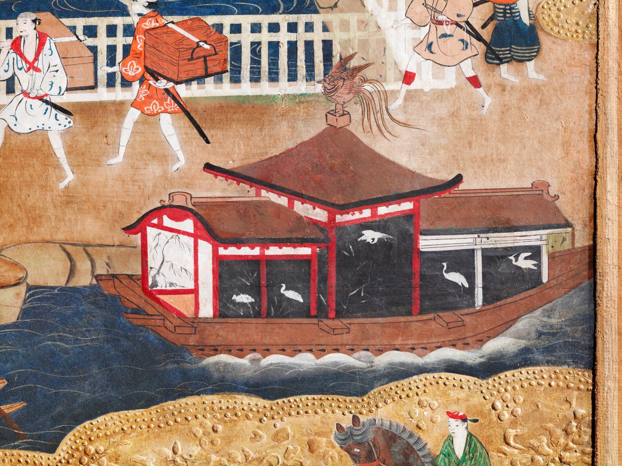 Osakazu Byobu - Japanilainen kahdeksanruutuinen taittuvanäyttö (maalaus) tekijältä Japanese School