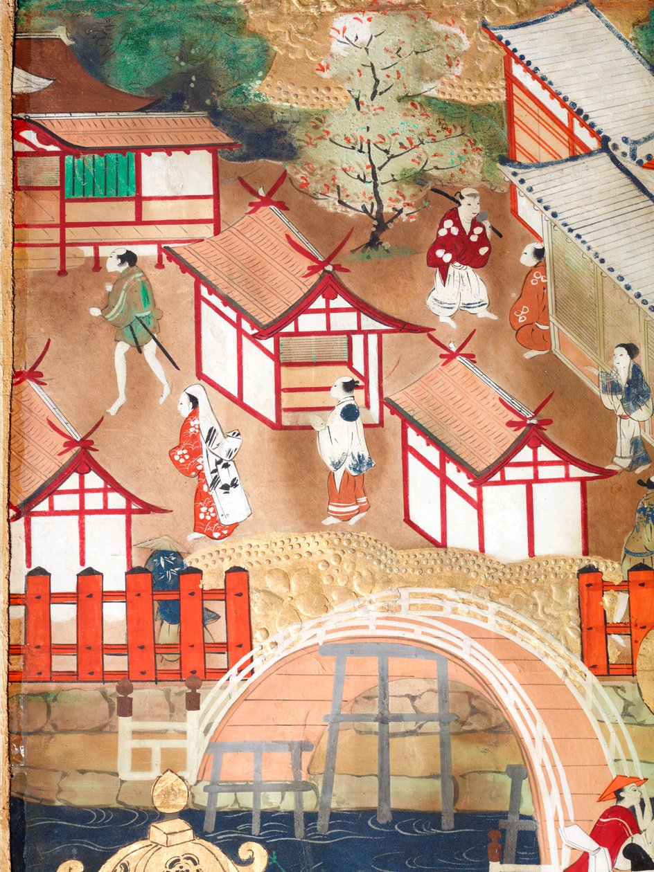 Osakazu Byobu - Japanilainen kahdeksanruutuinen taittuvanäyttö (maalaus) tekijältä Japanese School
