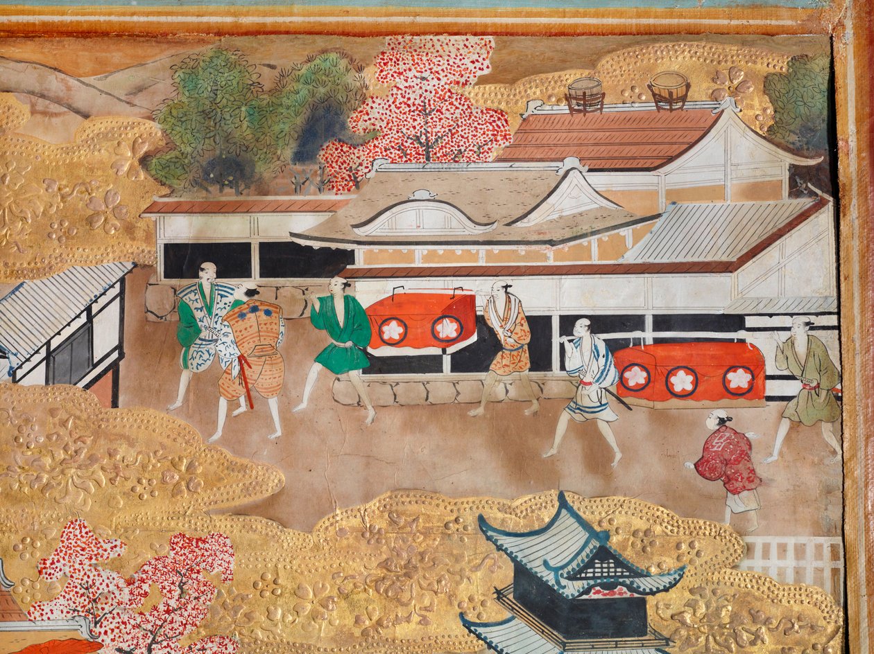 Osakazu Byobu - Japanilainen kahdeksanruutuinen taittuvanäyttö (maalaus) tekijältä Japanese School