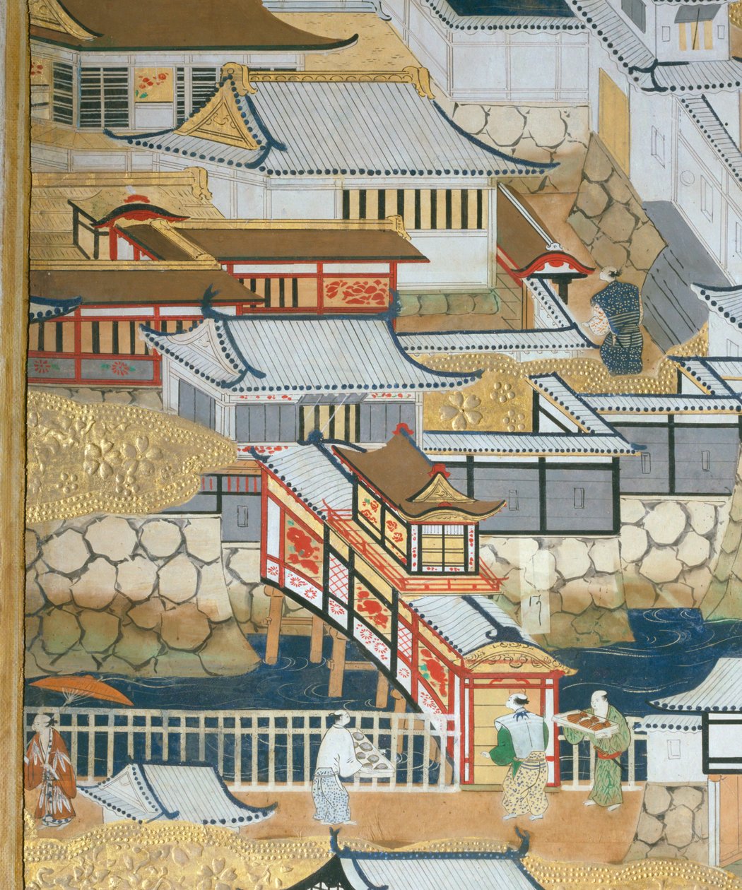 Osakazu Byobu - Japanilainen kahdeksanruutuinen taittuvanäyttö (maalaus) tekijältä Japanese School