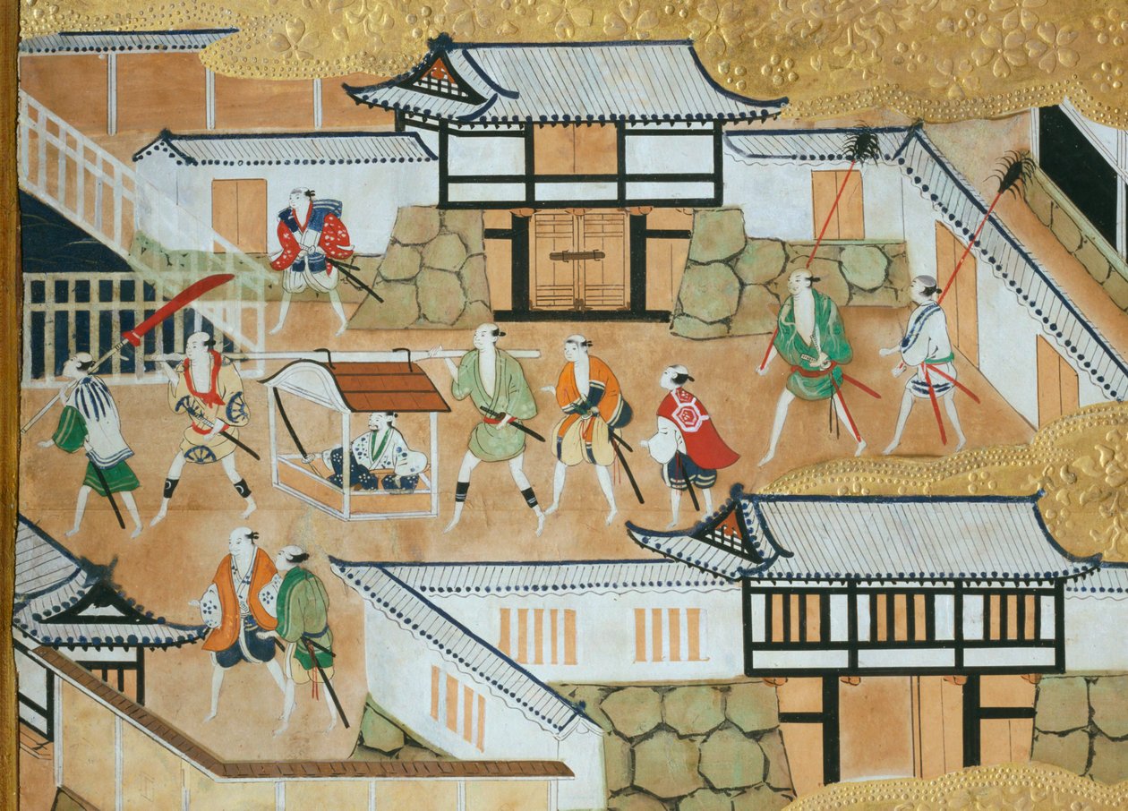 Osakazu Byobu - Japanilainen kahdeksanruutuinen taittuvanäyttö (maalaus) tekijältä Japanese School