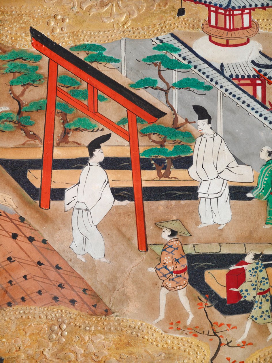 Osakazu Byobu - Japanilainen kahdeksanruutuinen taittuvanäyttö (maalaus) tekijältä Japanese School