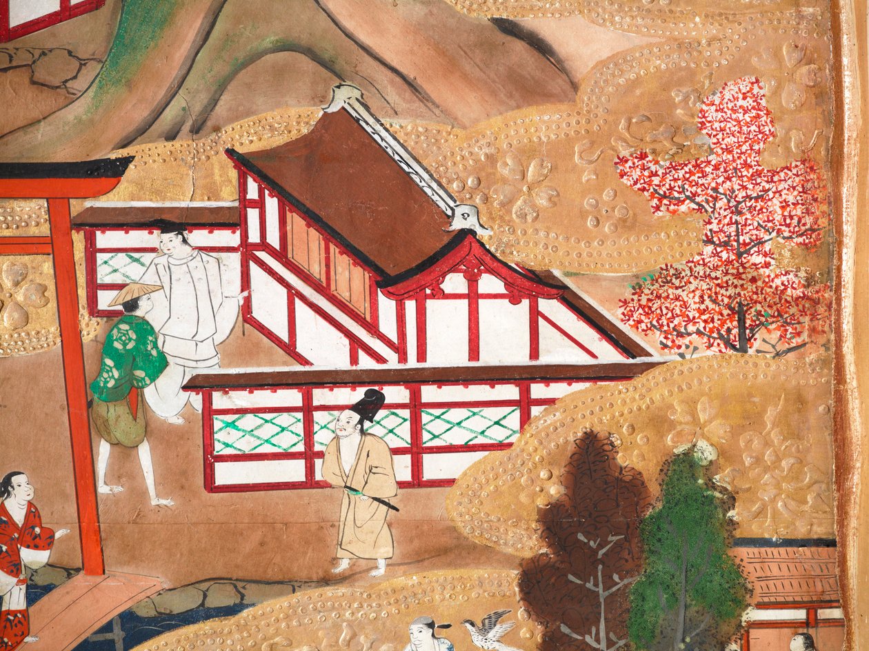 Osakazu Byobu - Japanilainen kahdeksanruutuinen taittuvanäyttö (maalaus) tekijältä Japanese School
