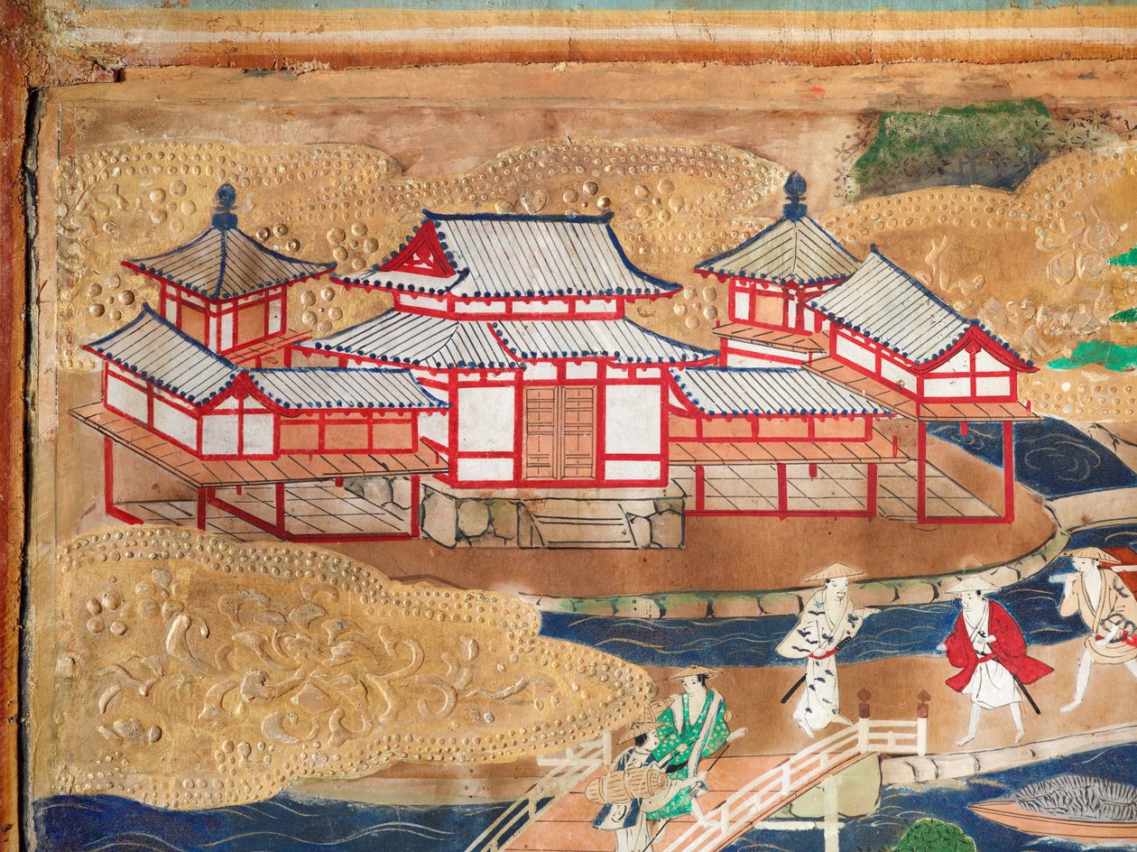 Osakazu Byobu - Japanilainen kahdeksanruutuinen taittuvanäyttö (maalaus) tekijältä Japanese School