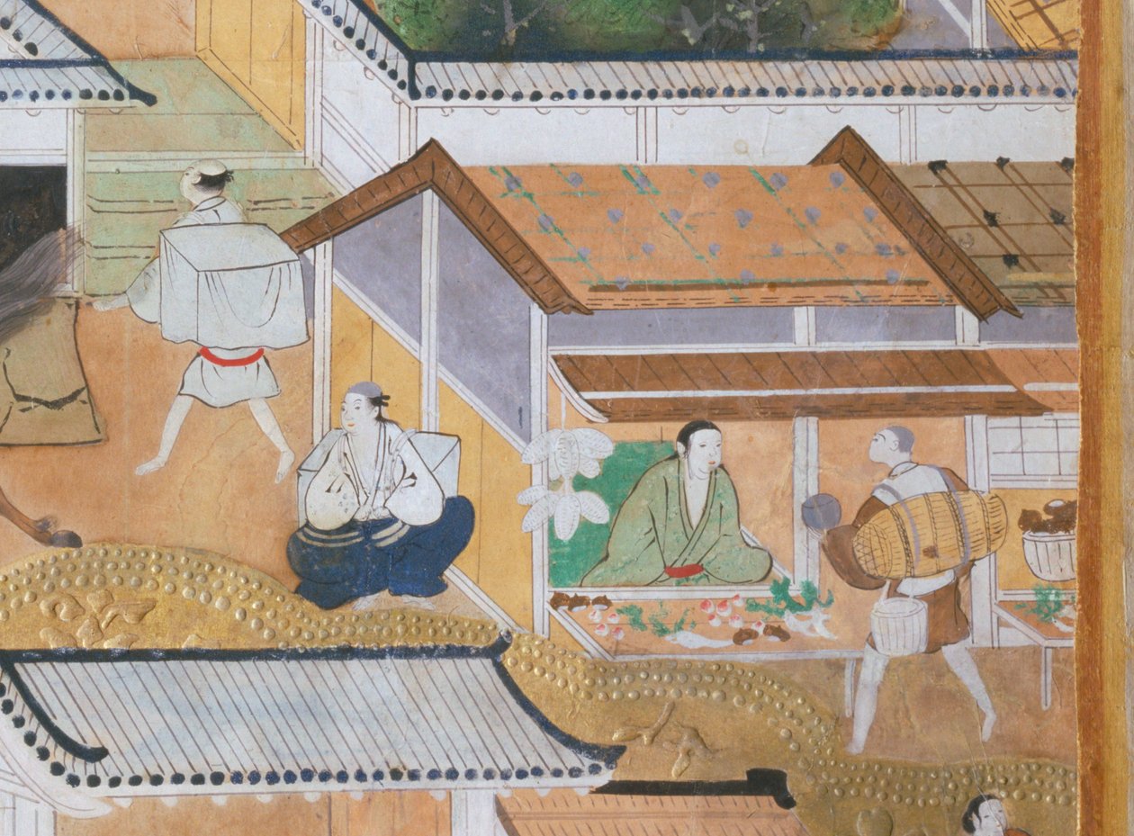 Osakazu Byobu - Japanilainen kahdeksanruutuinen taittuvanäyttö (maalaus) tekijältä Japanese School