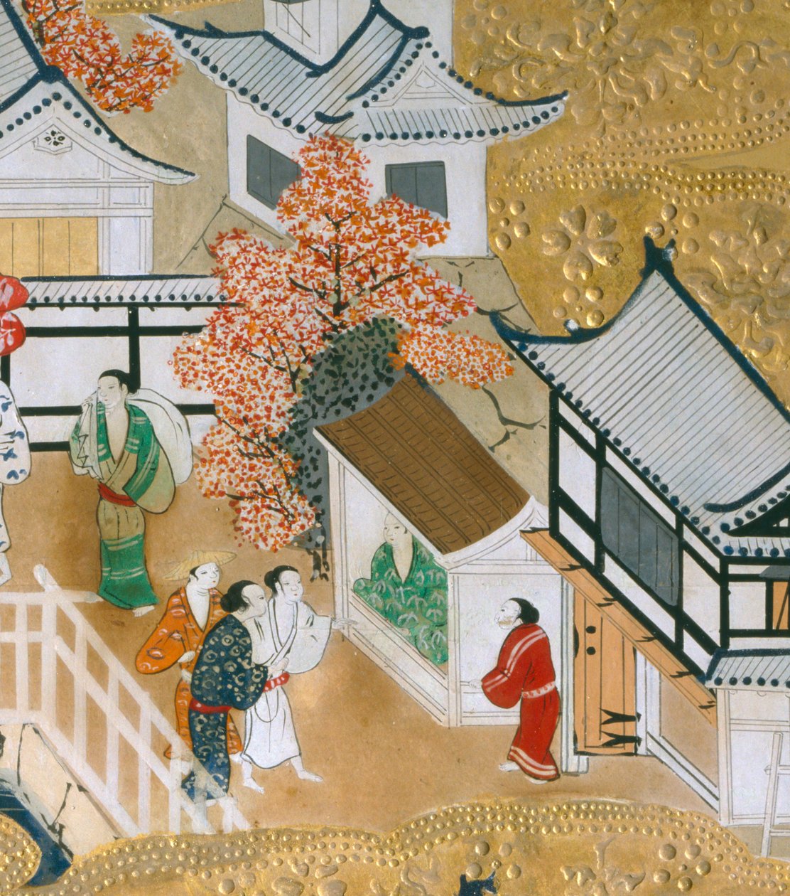 Osakazu Byobu - Japanilainen kahdeksanruutuinen taittuvanäyttö (maalaus) tekijältä Japanese School