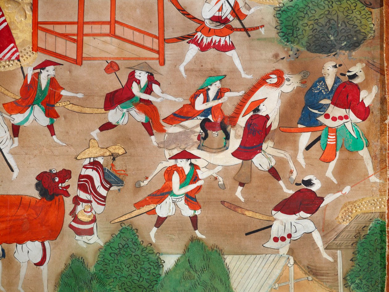 Osakazu Byobu - Japanilainen kahdeksanruutuinen taittuvanäyttö (maalaus) tekijältä Japanese School
