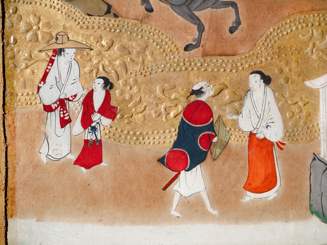 Osakazu Byobu - Japanilainen kahdeksanruutuinen taittuvanäyttö (maalaus) tekijältä Japanese School