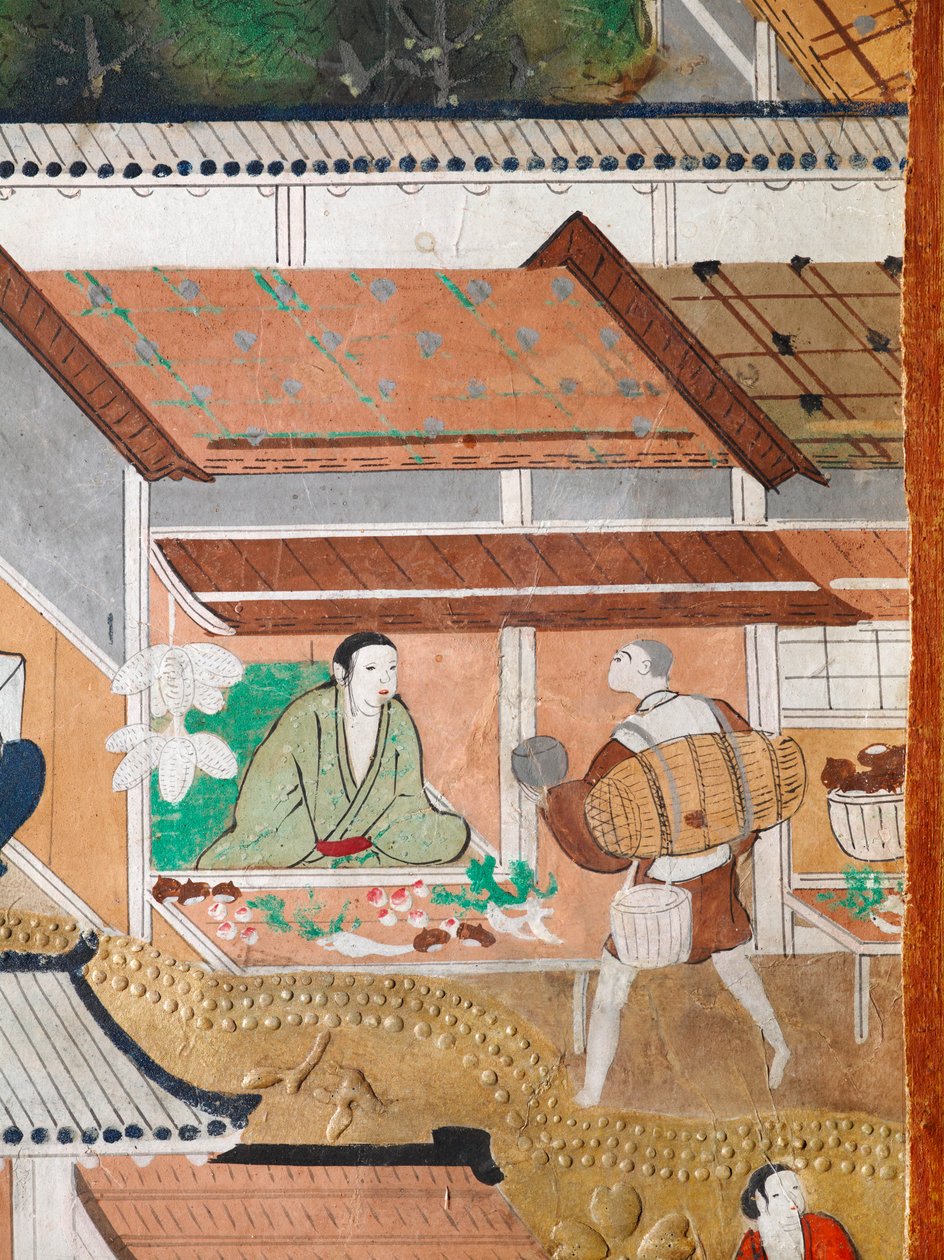 Osakazu Byobu - Japanilainen kahdeksanruutuinen taittuvanäyttö (maalaus) tekijältä Japanese School
