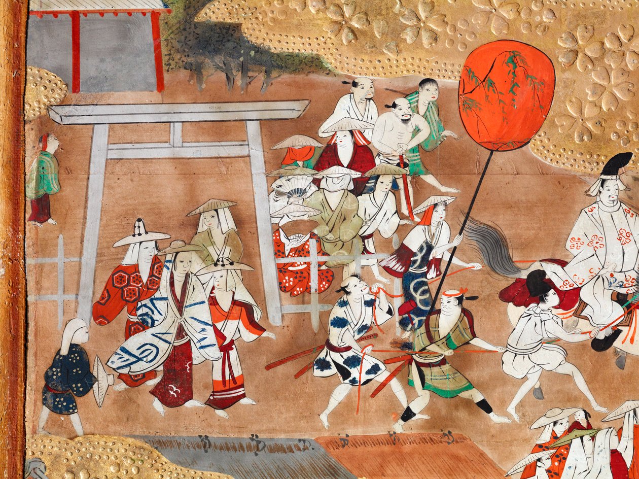 Osakazu Byobu - Japanilainen kahdeksanruutuinen taittuvanäyttö (maalaus) tekijältä Japanese School