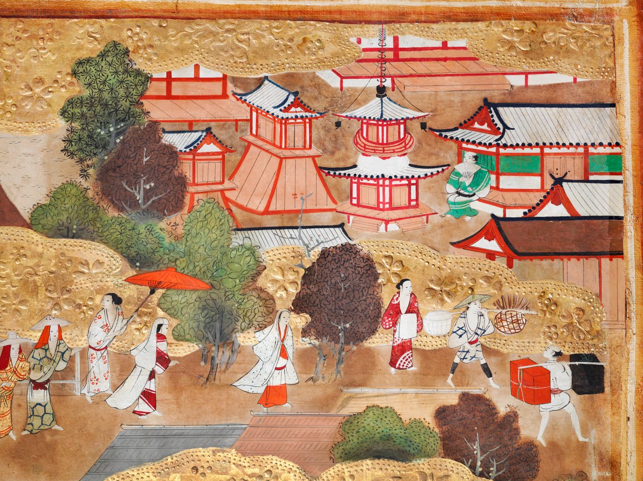 Osakazu Byobu - Japanilainen kahdeksanruutuinen taittuvanäyttö (maalaus) tekijältä Japanese School
