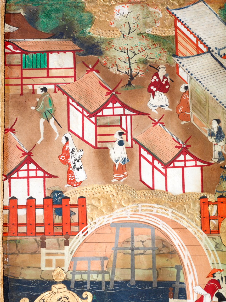 Osakazu Byobu - Japanilainen kahdeksanruutuinen taittuvanäyttö (maalaus) tekijältä Japanese School