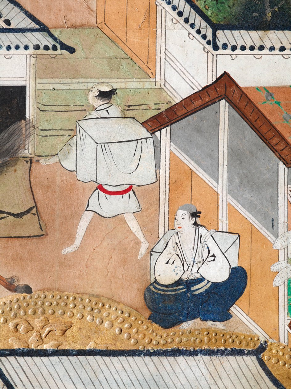 Osakazu Byobu - Japanilainen kahdeksanruutuinen taittuvanäyttö (maalaus) tekijältä Japanese School